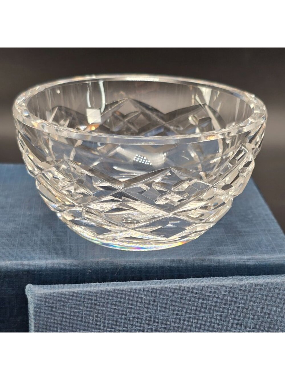 Waterford Small Vintage Cut Glass Crystal Bowl In Blue "Collectibles" Box JJ3833